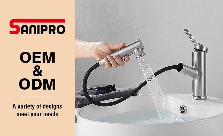 Sanipro Bath Sink Mixer Taps Black Bathroom Tap Pull out Basin Faucet