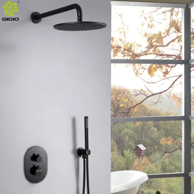Guangdong Heißer Verkauf Zwei Wege Waterfull Regen 304 Edelstahl Versteckt in Wand Bad Dusche Wasserhahn Thermostat Mischer Dusche set System